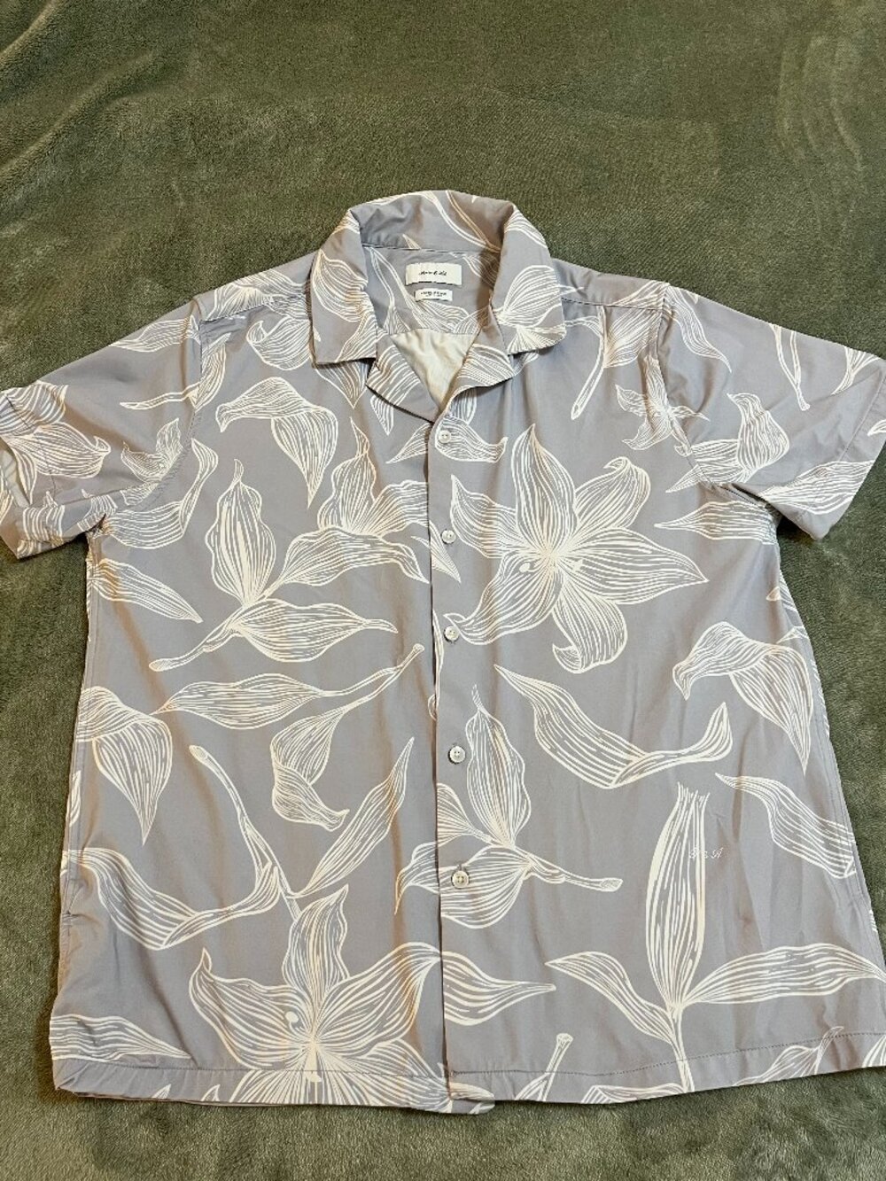 Porter & Ash Mens Kinetic Stretch Short Sleeve Shirt – Gray Floral Print Size XL